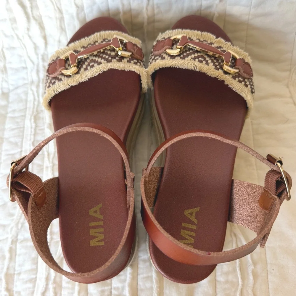 MIA Platform Espadrille Sandals Brown Lug Sole Coastal Casual Festival Boho 7